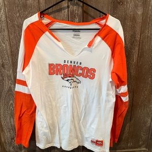 XXL Majestic Denver Broncos Long Sleeve Top V-neck